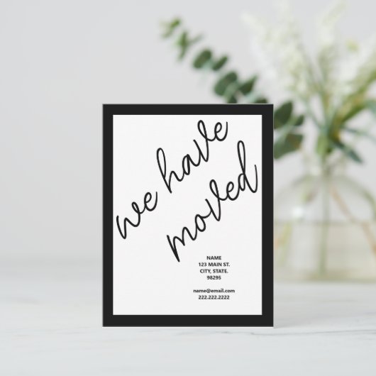 Carte Postale Black Modern Script Moving Faire-part Adresse (Debout devant)