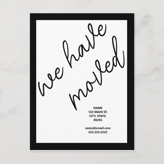 Carte Postale Black Modern Script Moving Faire-part Adresse (Devant)