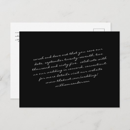 Carte Postale Black Modern Script texte seulement Enregistrer no (Devant / Derrière)