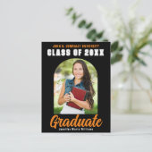 Carte Postale Black Orange Graduate Photo Moderne Gras Graduatio (Debout devant)