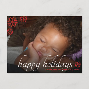 Carte Postale Black Overlay Red Happy Holidays Votre photo