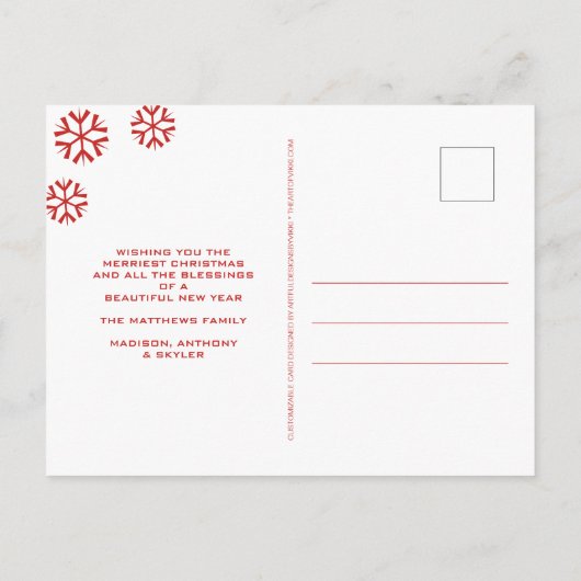 Carte Postale Black Overlay Red Happy Holidays Votre photo (Dos)