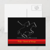Carte Postale Black Polo Pony et Rider, rouge chromé bande (Devant / Derrière)