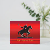 Carte Postale Black Polo Pony et Rider sur chrome rouge (Debout devant)