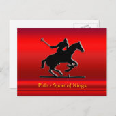 Carte Postale Black Polo Pony et Rider sur chrome rouge (Devant / Derrière)