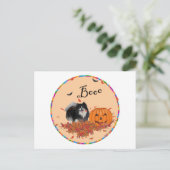 Carte Postale Black Pomeranian Halloween (Debout devant)