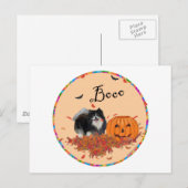 Carte Postale Black Pomeranian Halloween (Devant / Derrière)