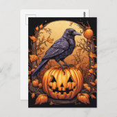 Carte Postale Black Raven Happy Halloween (Devant / Derrière)
