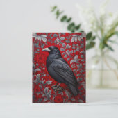 Carte Postale Black Raven Red Floral William Morris Inspired (Debout devant)