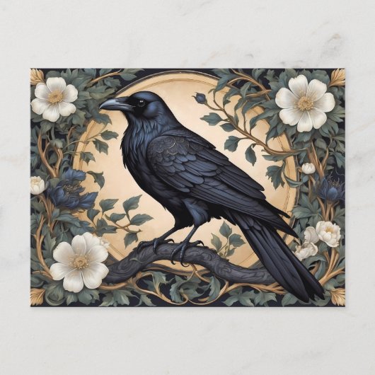 Carte Postale Black Raven William Morris inspiré (Devant)