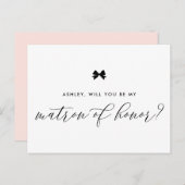 Carte Postale Black Ribbon Bow vous serez mon chef d'honneur (Devant / Derrière)