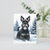 Carte Postale Black Schnauzer Winter Watercolor Art (Debout devant)