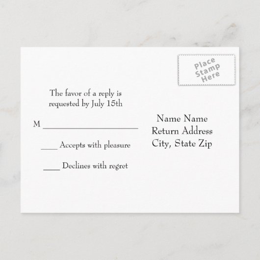 Carte postale Black Silver RSVP (Dos)