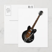 Carte Postale Black Sunburst Hollow Body Guitare (Devant / Derrière)