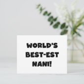 Carte Postale Black Text World's Best Nani T-shirts et cadeaux (Debout devant)