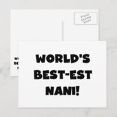 Carte Postale Black Text World's Best Nani T-shirts et cadeaux (Devant / Derrière)