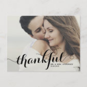 Carte Postale Black Thankful Calligraphie Photo Mariage Merci (Devant)