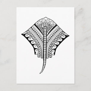 Carte Postale Black Tribal Stingray Manta Ray