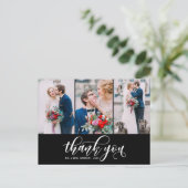 Carte Postale Black Trois Photo Collage Merci Mariage de script (Debout devant)