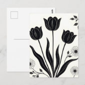 Carte Postale Black Tulip Silhouette Pattern (Devant / Derrière)