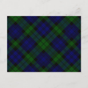 Carte Postale Black Watch Tartan bleu vert Plaid