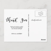 Carte Postale Black Wedding Thank You Script Heart Photo (Dos)