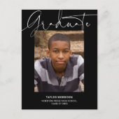 Carte Postale Black & White Décontracté Script Photo Graduation (Devant)