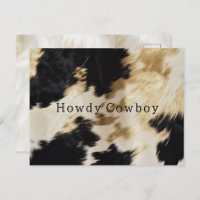 Black White Gold Cowhide Howdy