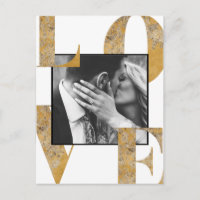 Black White Gold Foil Photo Enregistrer la date Ca