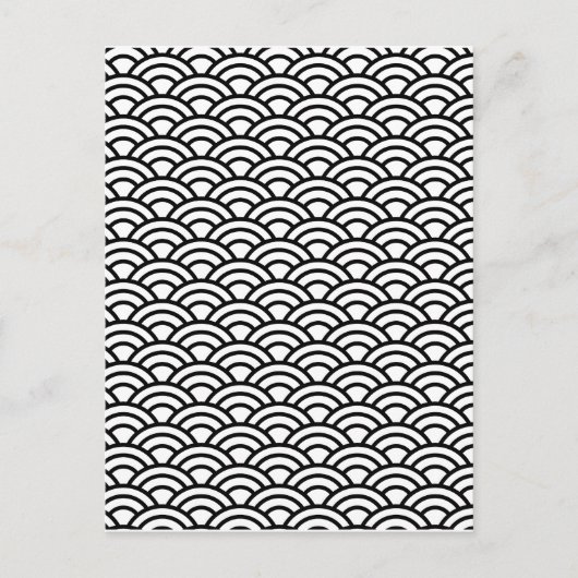 Carte Postale Black & White Japanese Fish Scale Circle Geometric (Devant)