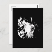 Carte Postale Black White Lion - Animal Pop Art (Devant / Derrière)