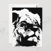 Carte Postale Black & white lion pop art (Devant / Derrière)
