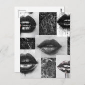 Carte Postale Black & White Lips Collage Postcard (Devant / Derrière)