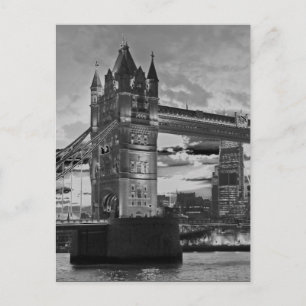 Carte Postale Black White London Tower Bridge British Travel