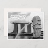 Carte Postale Black & White Merlion Salutations de Singapour (Devant / Derrière)