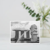 Carte Postale Black & White Merlion Salutations de Singapour (Debout devant)