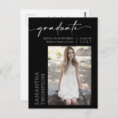 Carte Postale Black White Minimal Script Elle L'A Fait Photo Gra (Devant / Derrière)