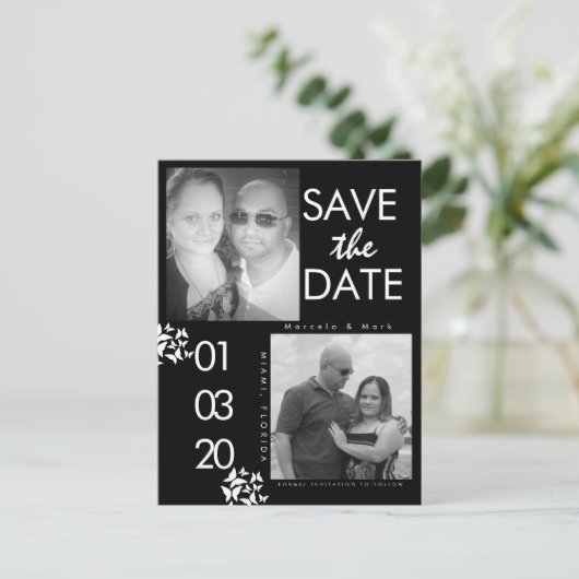 Carte Postale Black White Photo Enregistrer Les Dates Papillon P (Debout devant)