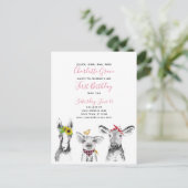 Carte Postale Black White Pink Script Farm Invitation Anniversai (Debout devant)