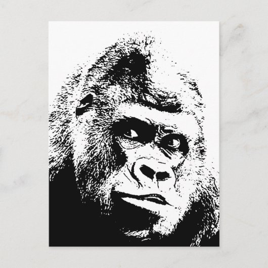 Carte Postale Black White Pop Art Gorilla (Devant)