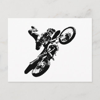 Carte Postale Black White Pop Art Motocross Motorcyle Sport