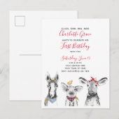 Carte Postale Black White Red Script Farm Invitation Anniversair (Devant / Derrière)