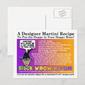 Carte postale Black Widow Halloween Martini Recett (Devant / Derrière)