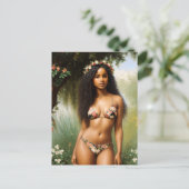Carte Postale Black Woman Bikini Modèle beauté florale (Debout devant)