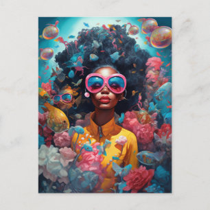 Carte Postale Black Woman Surreal Pop Imaginaire Art