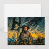 Carte Postale Blackbeard Pirate Storm Portrait (Devant / Derrière)