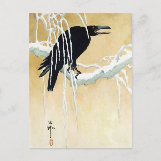 Carte Postale Blackbird en neige, Ikeda Koson (Devant)