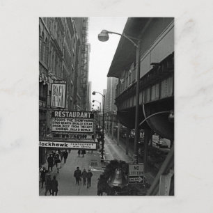 Carte Postale Blackhawk, rue des signes du restaurant de Chicago
