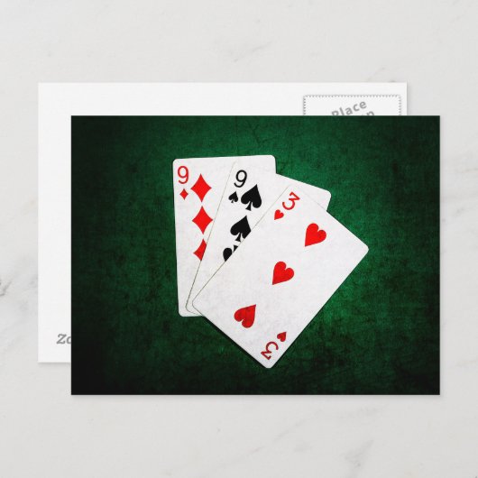 Carte Postale Blackjack 21 point - Neuf, Neuf, Trois (Devant / Derrière)