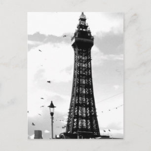 Carte Postale Blackpool Tower et lampadaire B/W